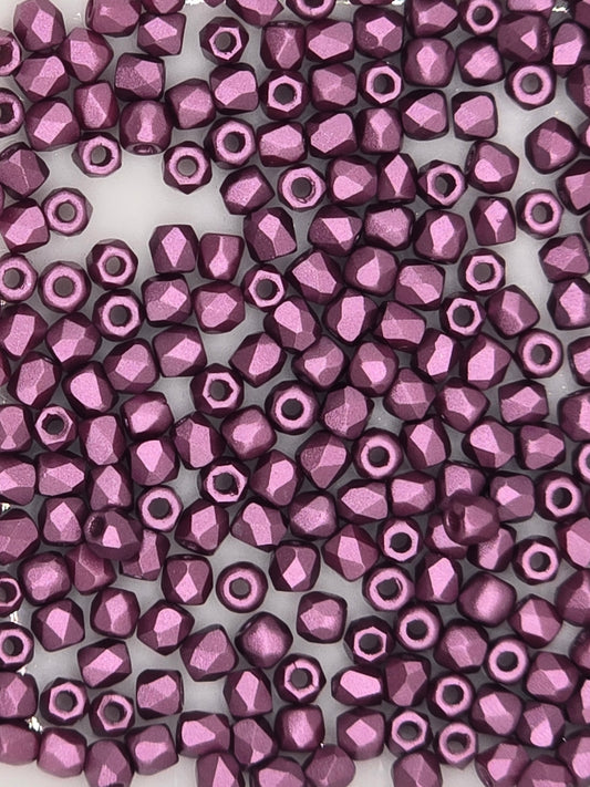 True 2 - 2mm Fire Polished Faceted Rounds - Pastel Burgundy - 100 pcs