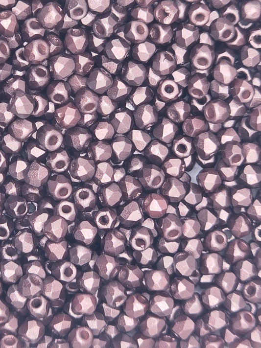 True 2 - 2mm Fire Polished Faceted Rounds - Pastel Dark Brown - 100 pcs