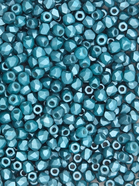True 2 - 2mm Fire Polished Faceted Rounds - Pastel Emerald - 100 pcs