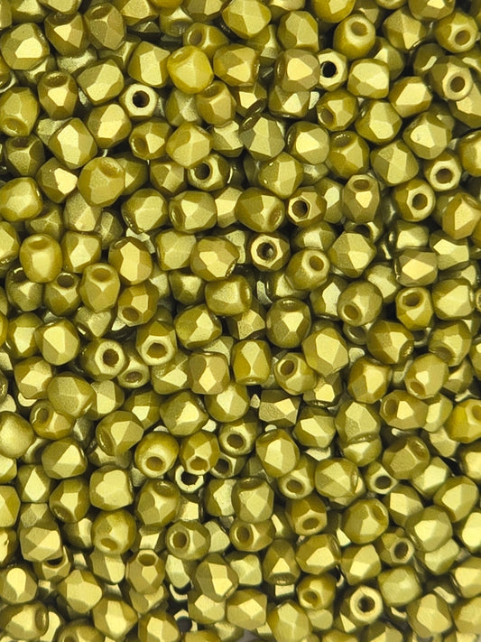 True 2 - 2mm Fire Polished Faceted Rounds - Pastel Lime - 100 pcs