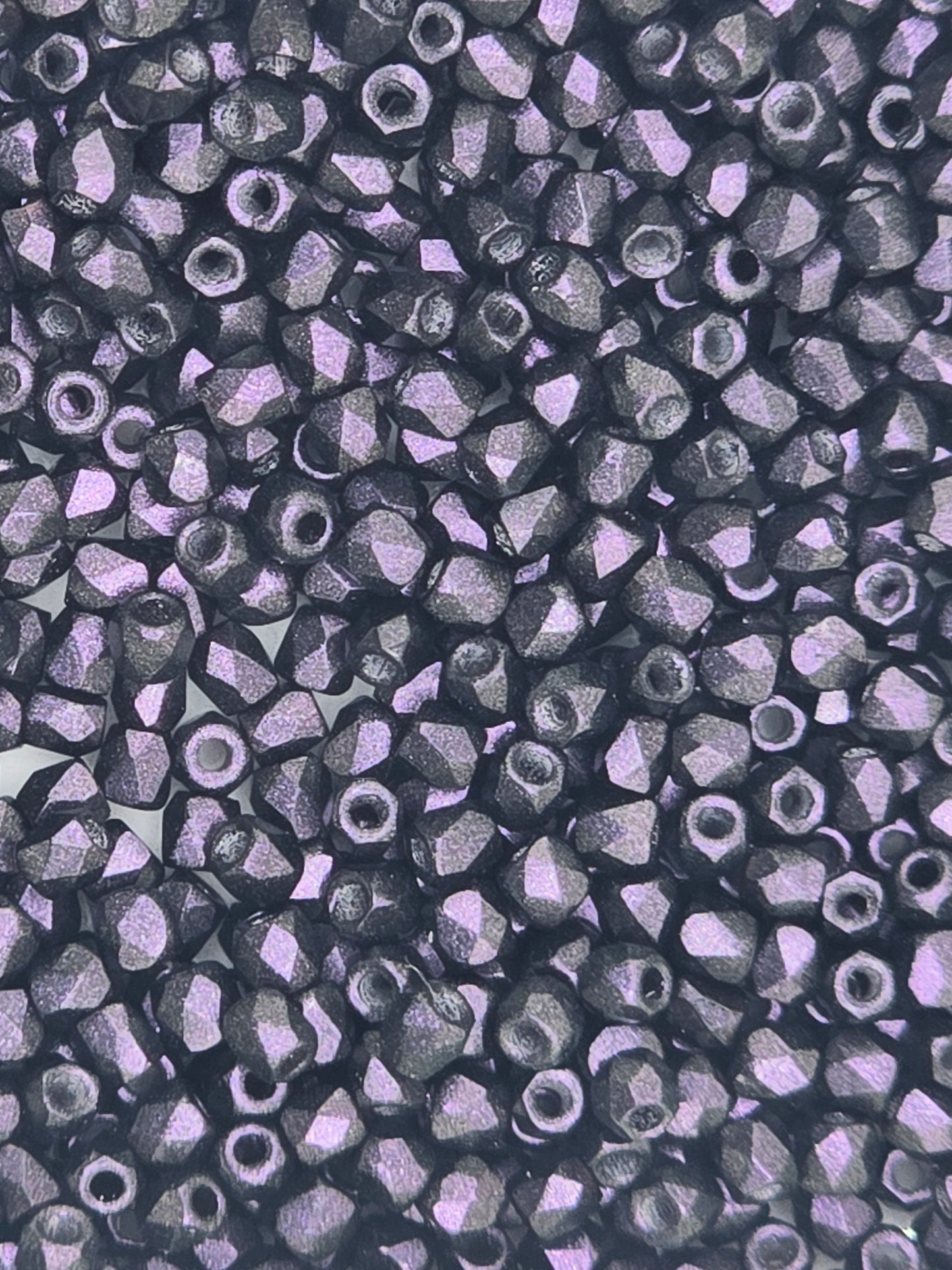 True 2 - 2mm Fire Polished Faceted Rounds - Polychrome Black Raspberry - 100 pcs