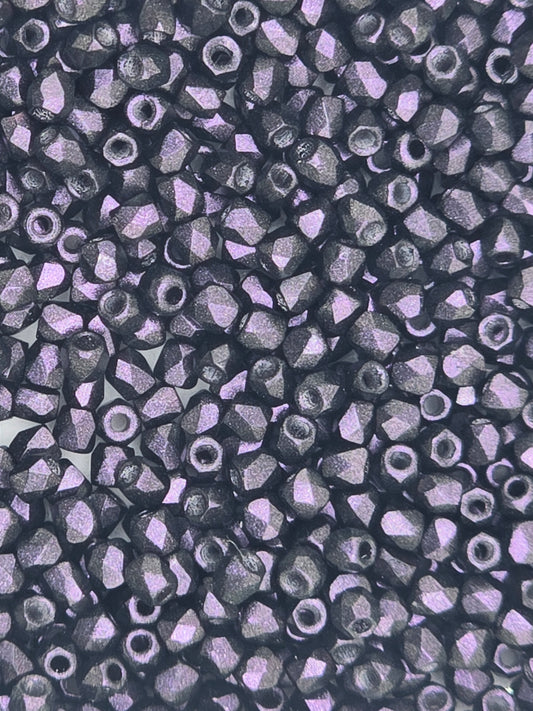 True 2 - 2mm Fire Polished Faceted Rounds - Polychrome Black Raspberry - 100 pcs