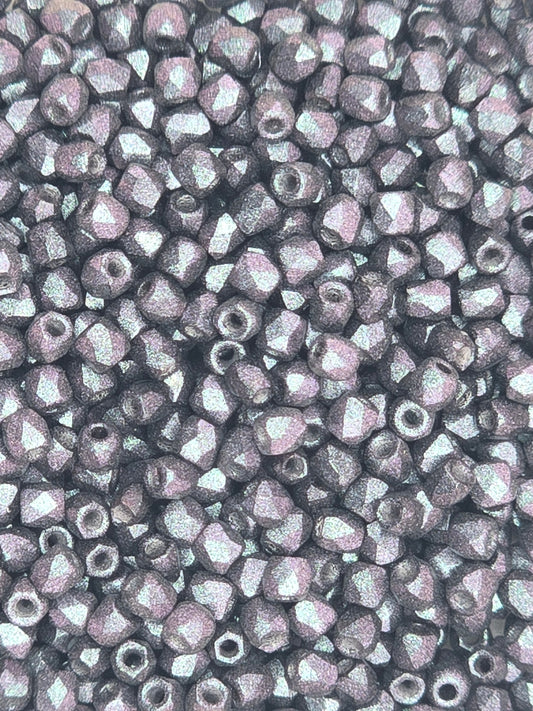 True 2 - 2mm Fire Polished Faceted Rounds - Polychrome Deep Purple - 100 pcs
