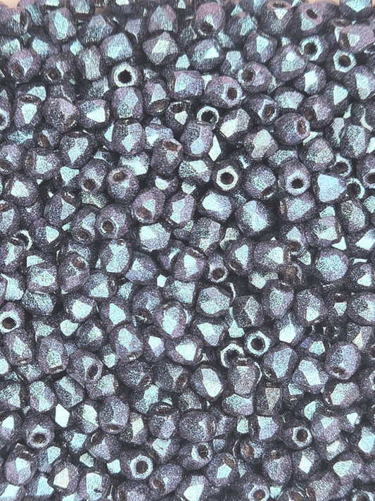 True 2 - 2mm Fire Polished Faceted Rounds - Polychrome Denim Blue - 100 pcs