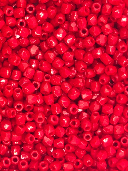 True 2 - 2mm Fire Polished Faceted Rounds - Red Opaque - 100 pcs