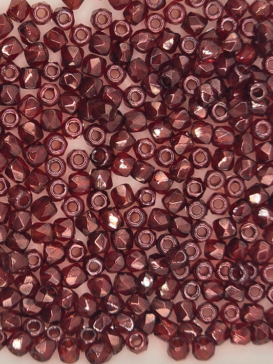 True 2 - 2mm Fire Polished Faceted Rounds - Red Wine - 100 pcs