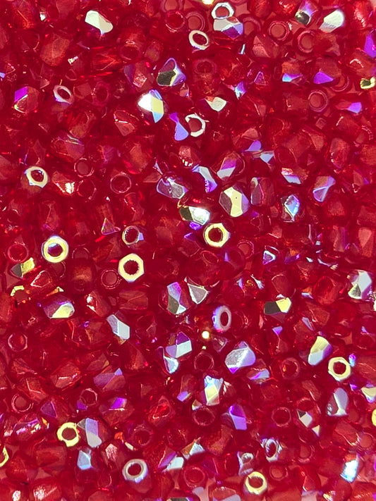 True 2 - 2mm Fire Polished Faceted Rounds - Siam AB - 100 pcs