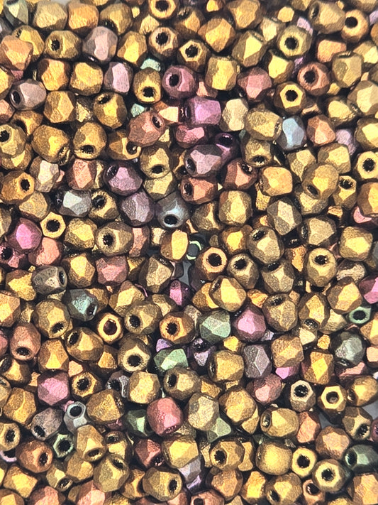 True 2 - 2mm Fire Polished Faceted Rounds - Violet Rainbow - 100 pcs
