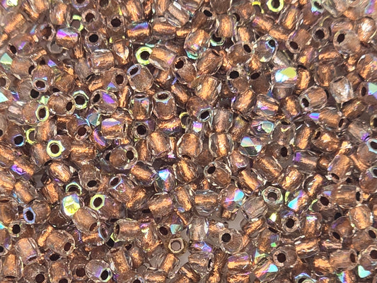 True 2 - 2mm Fire Polished Faceted Rounds - Copper Lined AB - 100 pcs