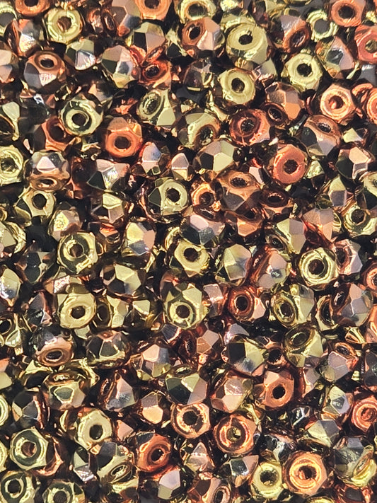True 2 - 2x3mm Fire Polished Faceted Micro Spacers - California Gold - 100 pcs