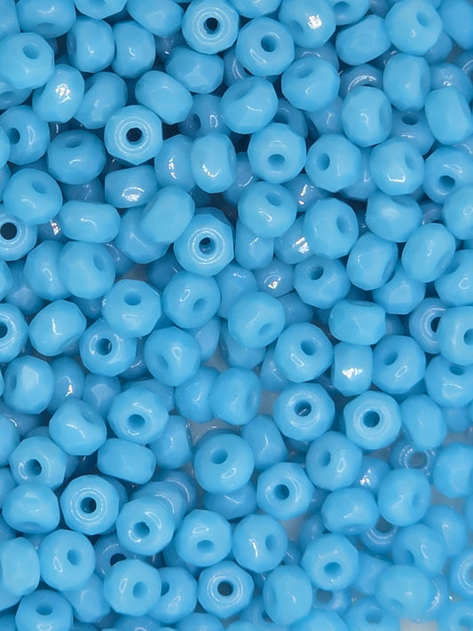 True 2 - 2x3mm Fire Polished Faceted Micro Spacers - Turquoise Blue - 100 pcs