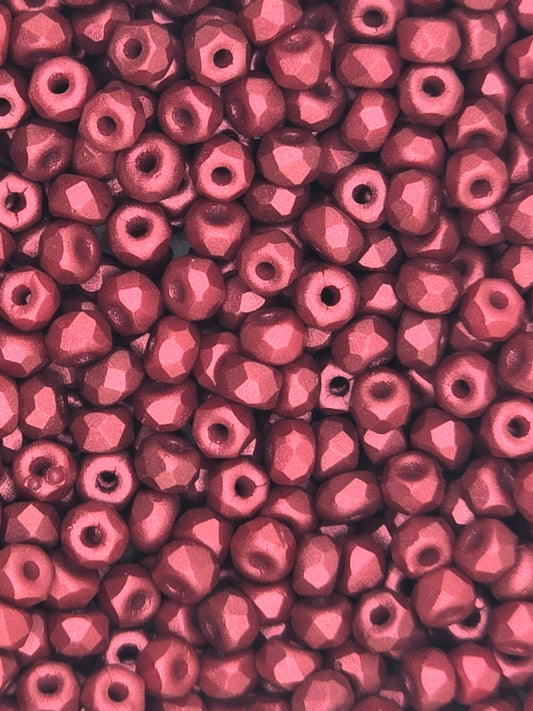 True 2 - 2x3mm Fire Polished Faceted Micro Spacers - Dark Red - 100 pcs
