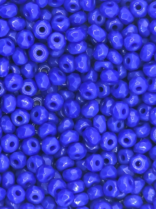 True 2 - 2x3mm Fire Polished Faceted Micro Spacers - Cobalt Blue - 100 pcs