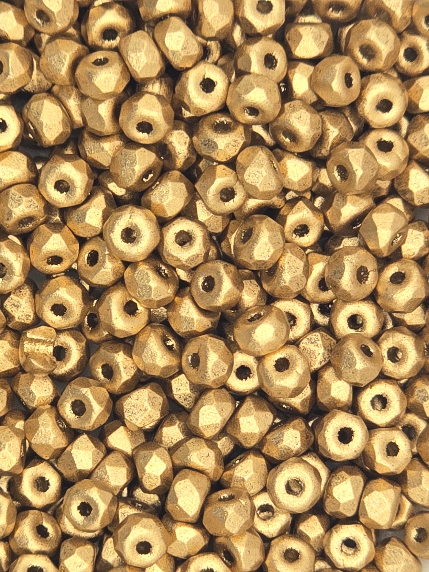 True 2 - 2x3mm Fire Polished Faceted Micro Spacers - Pale Bronze Gold - 100 pcs