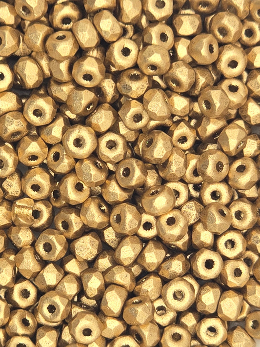 True 2 - 2x3mm Fire Polished Faceted Micro Spacers - Pale Bronze Gold - 100 pcs