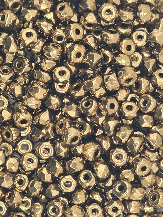 True 2 - 2x3mm Fire Polished Faceted Micro Spacers - Light Metallic Bronze - 100 pcs