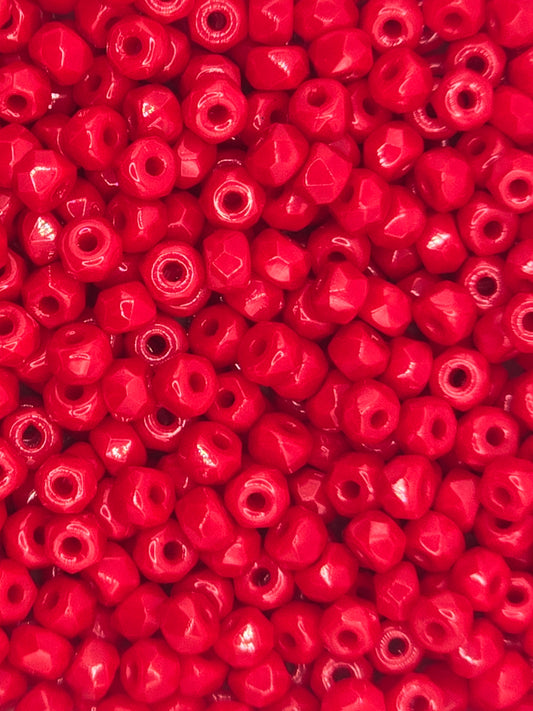 True 2 - 2x3mm Fire Polished Faceted Micro Spacers - Red - 100 pcs