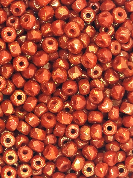 True 2 - 2x3mm Fire Polished Faceted Micro Spacers - Terracotta - 100 pcs