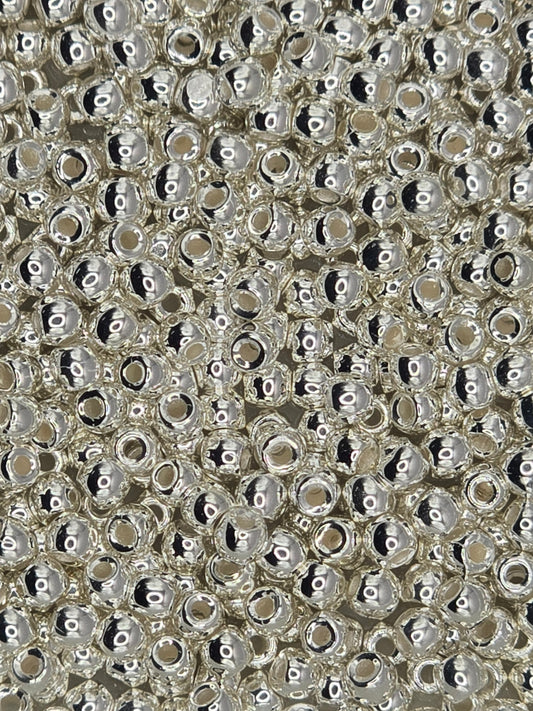 True 2 - 2mm Fire Polished Round Druks - 999 Fine Silver Plate - 100 pcs