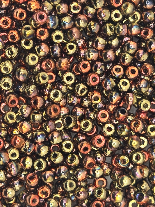 True 2 - 2mm Fire Polished Round Druks - Jet California Gold - 100 pcs