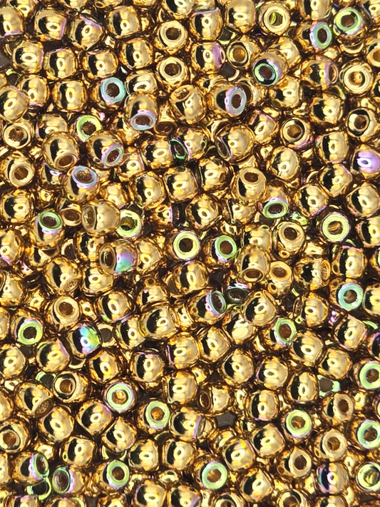 True 2 - 2mm Fire Polished Round Druks - 24Kt Gold Plate AB - 100 pcs