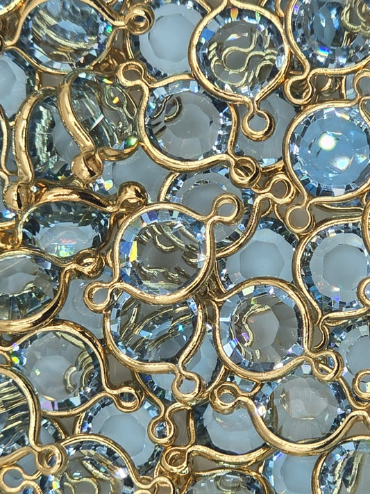 Swarovski - Channels / Links - Aquamarine / Gold - 5 pcs