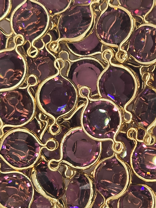 Swarovski - Channels / Links - Amethyst / Gold - 5 pcs