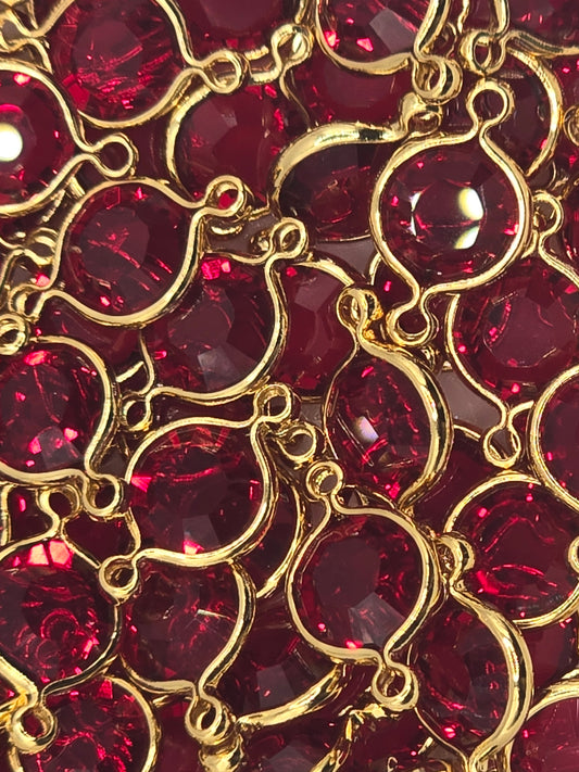 Swarovski - Channels / Links - Siam / Gold - 5 pcs
