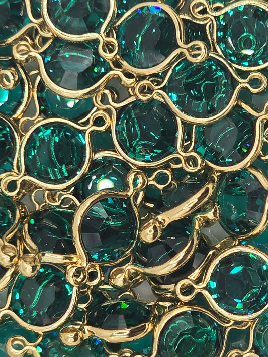 Swarovski - Channels / Links - Emerald / Gold - 5 pcs