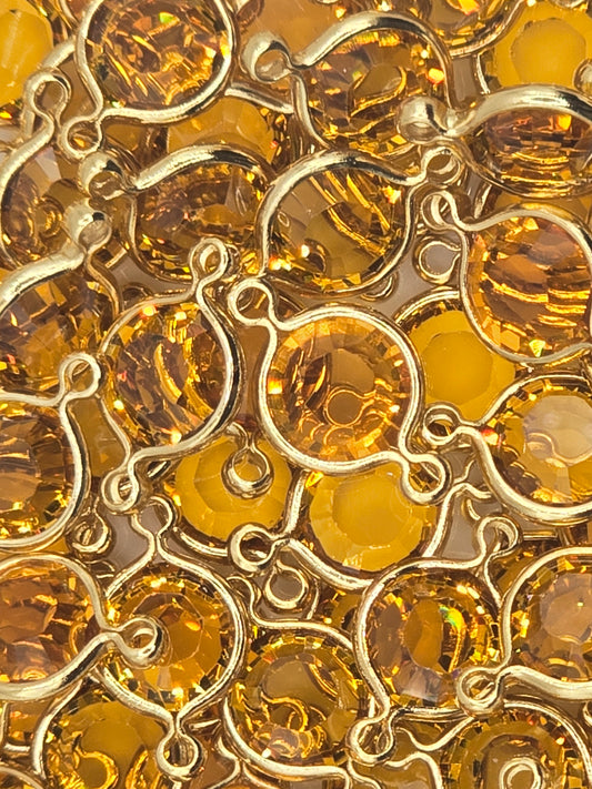 Swarovski - Channels / Links - Topaz / Gold - 5 pcs