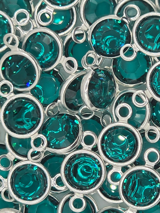 Swarovski - Channels / Links - Blue Zircon / Rhodium - 5 pcs