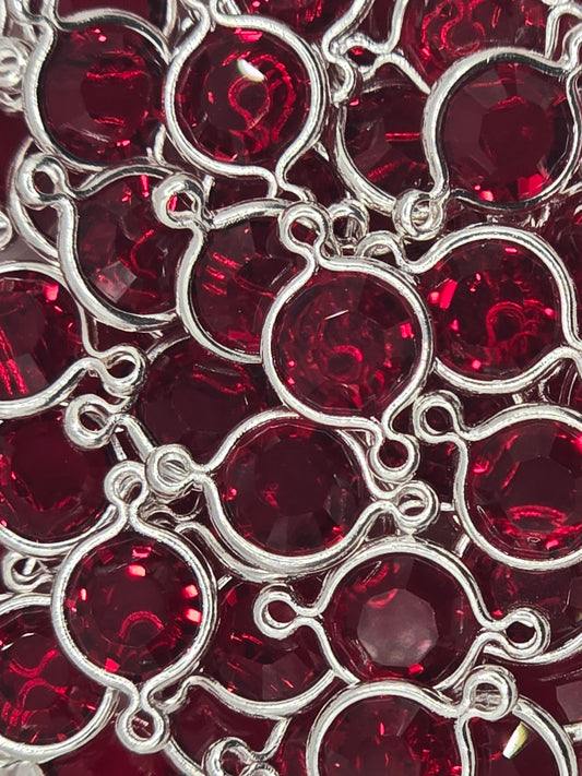 Swarovski - Channels / Links - Siam / Rhodium - 5 pcs