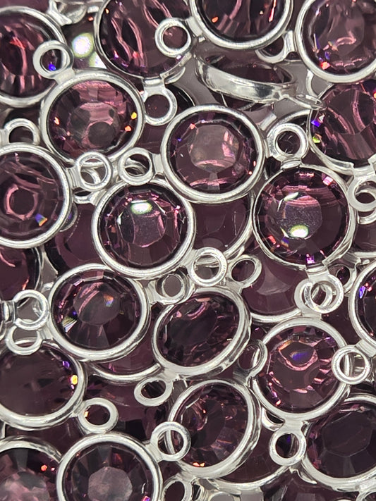 Swarovski - Channels / Links - Amethyst / Rhodium - 5 pcs
