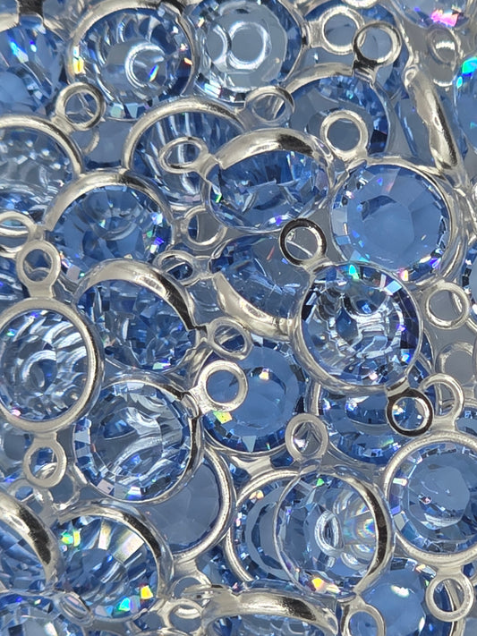 Swarovski - Channels / Links - Light Sapphire / Rhodium - 5 pcs