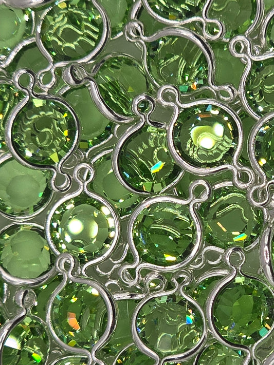Swarovski - Channels / Links - Peridot / Rhodium - 5 pcs