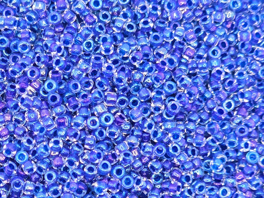 TOHO #15 Seeds - 189 - Inside Colour Luster Crystal/Caribbean Blue Lined - 5 gms