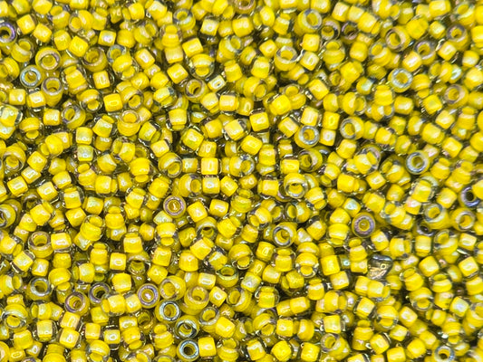 TOHO #15 Seeds - 246 - Inside Colour Luster Black Diamond/Opaque Yellow - 5 gms