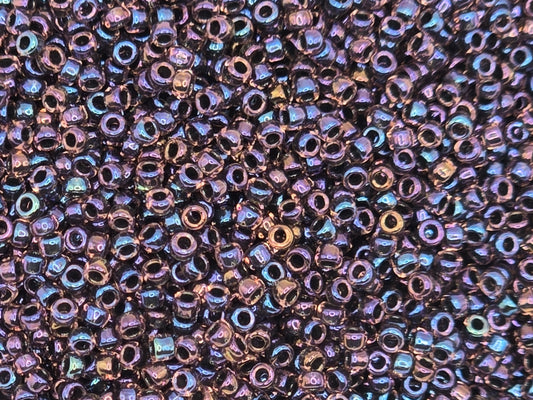 TOHO #15 Seeds - 251 - Inside Colour Luster Light Amethyst/Jet Lined - 5 gms