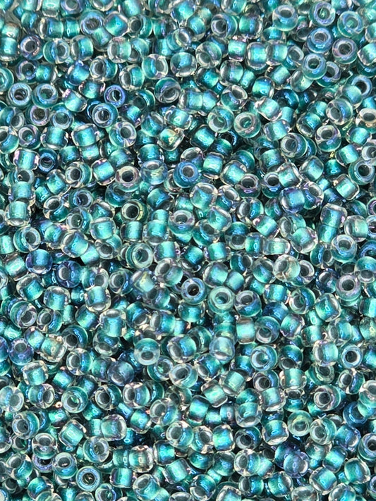 TOHO #15 Seeds - 274 - Inside Colour Crystal/Teal Lined - 5 gms