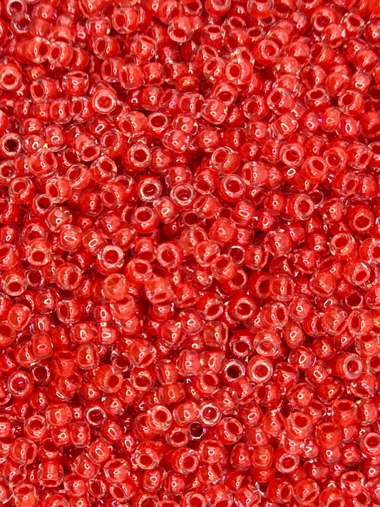 TOHO #15 Seeds - 341 - Inside Colour Crystal/Tomato Lined - 5 gms