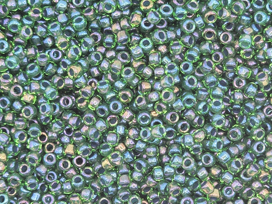TOHO #15 Seeds - 387 - Inside Colour Rainbow Peridot/Opaque Green - 5 gms