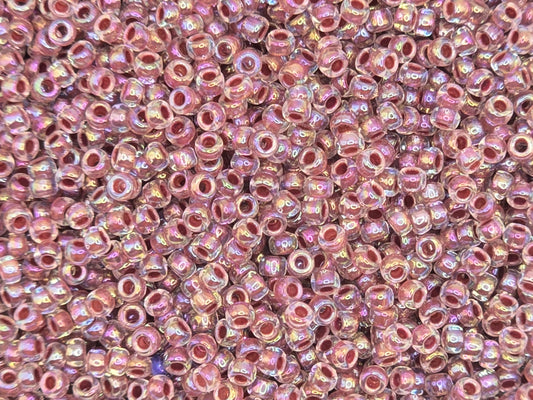 TOHO #15 Seeds - 771 - Inside Colour Rainbow Crystal/Strawberry Lined - 5 gms