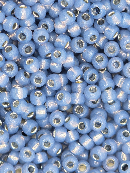 TOHO #8 Seeds - 2102 - Silver Lined Milky Montana Blue - 10 gms