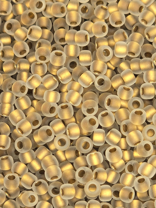 TOHO #11 Seeds - 989F - Gold Lined Frosted Crystal - 10 gms