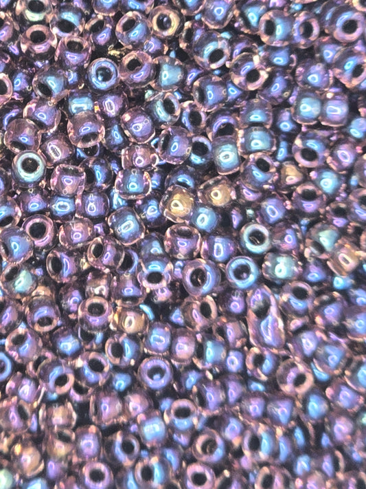 TOHO #11 Seeds - 251 - Inside Colour Luster Light Amethyst/Jet Lined - 10 gms