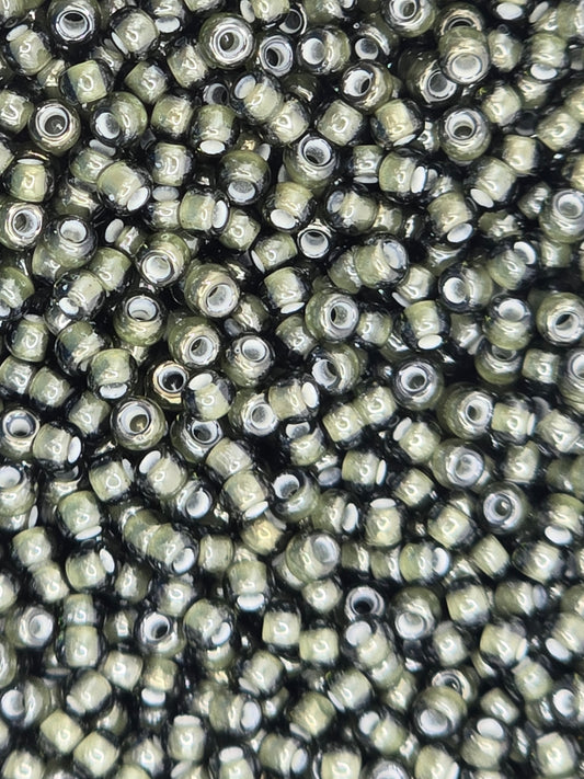 TOHO #11 Seeds -371 - Inside Colour Black Diamond/White Lined - 10 gms