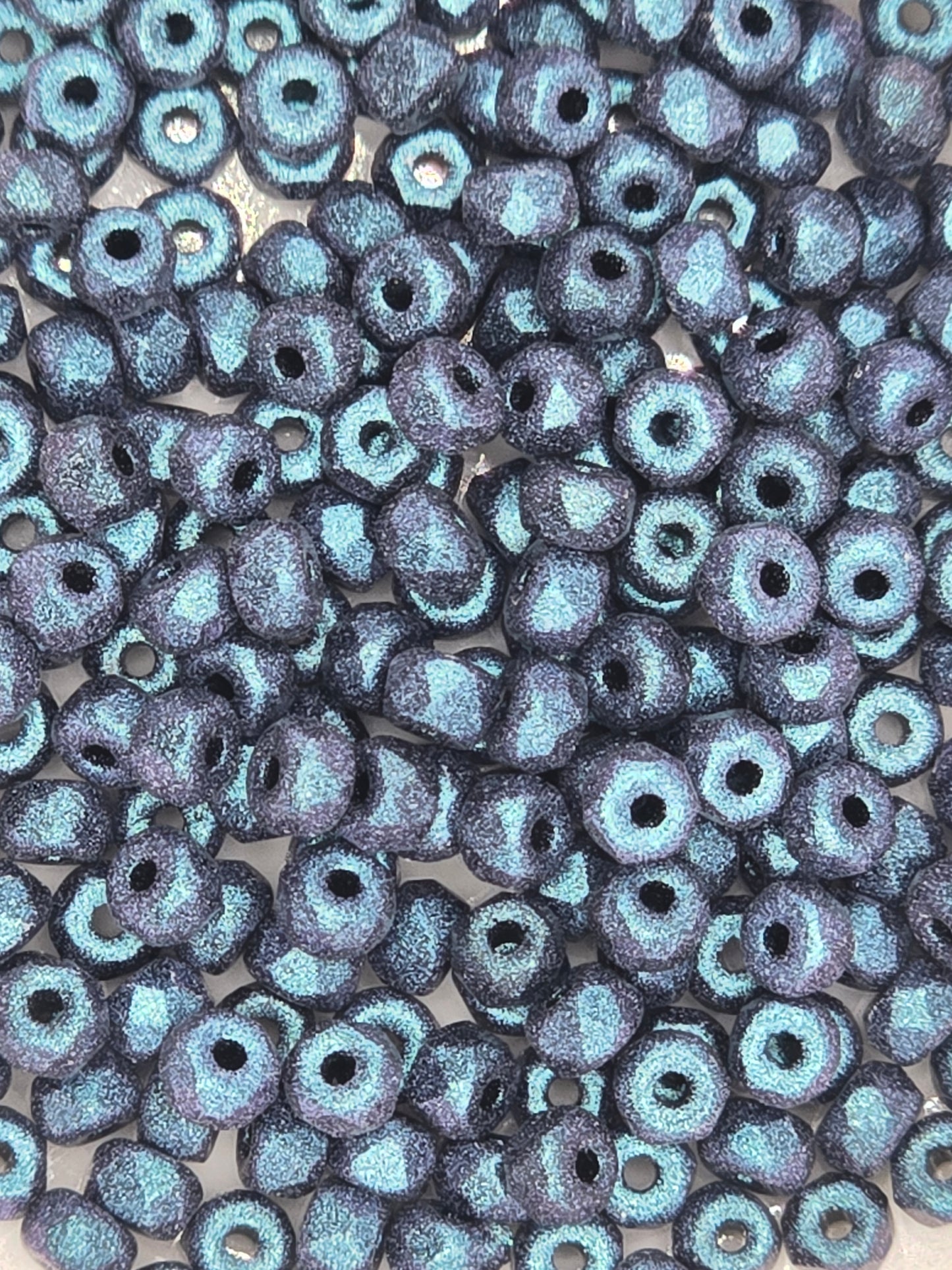 True 2 - 2x3mm Fire Polished Faceted Micro Spacers - Polychrome Denim Blue - 100 pcs