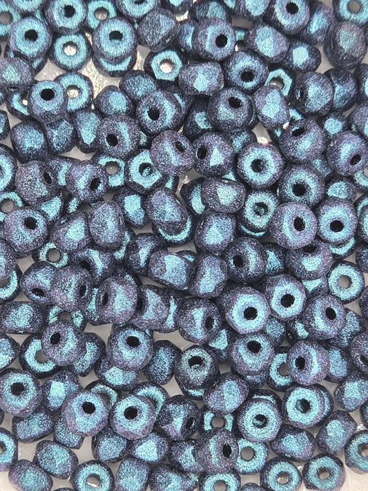 True 2 - 2x3mm Fire Polished Faceted Micro Spacers - Polychrome Denim Blue - 100 pcs