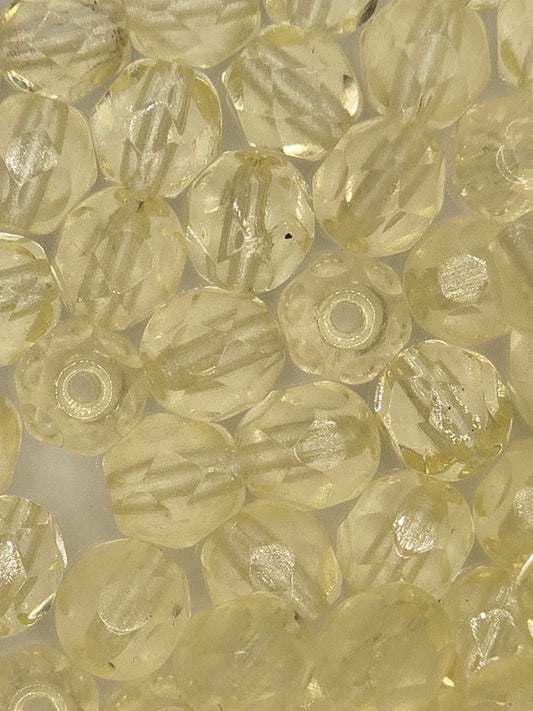 Czech 6mm Fire Polish Facet Rounds - Lemon - 25 pcs