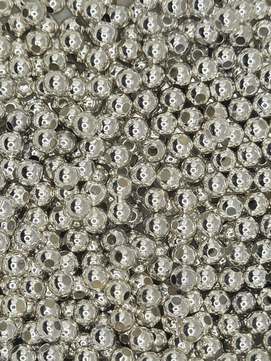 Silver Plate 2.4mm Round Spacer Beads - Pack 50
